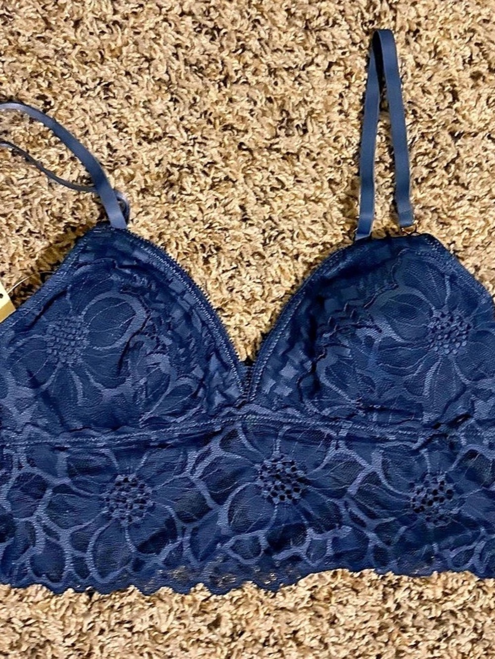 aerie Show Off Vintage Lace Bra Top Floral Blue
